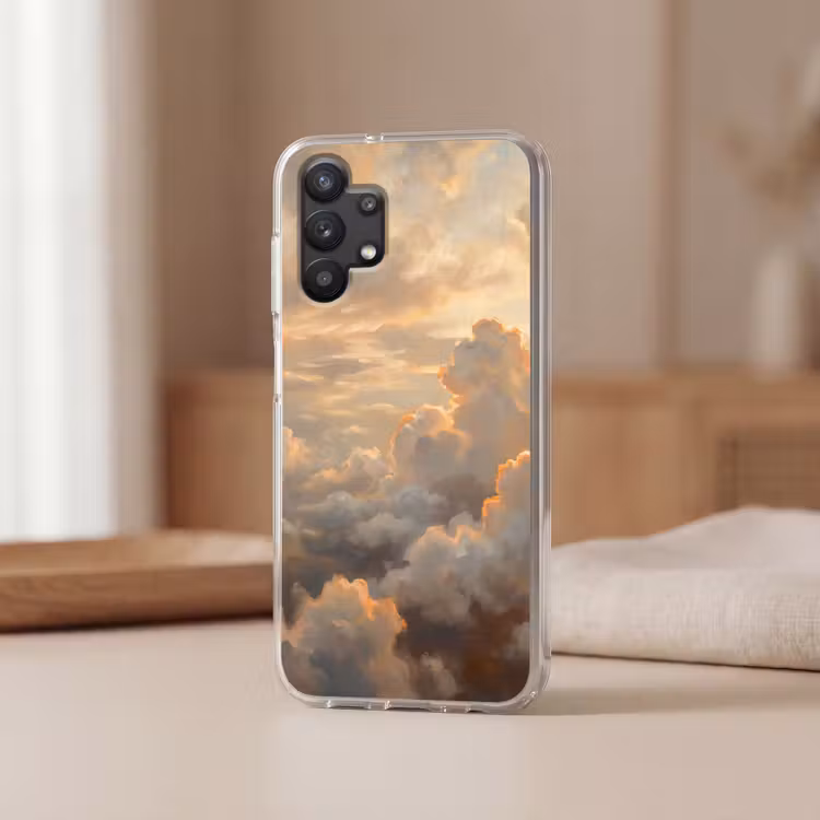 Wolken - Zonsondergang - Natuur - Abstract - Goud Telefoonhoesje Samsung Galaxy A32 5G klein -sfeer2