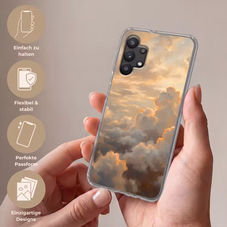 Wolken - Zonsondergang - Natuur - Abstract - Goud Telefoonhoesje Samsung Galaxy A32 5G klein -sfeer3_DE