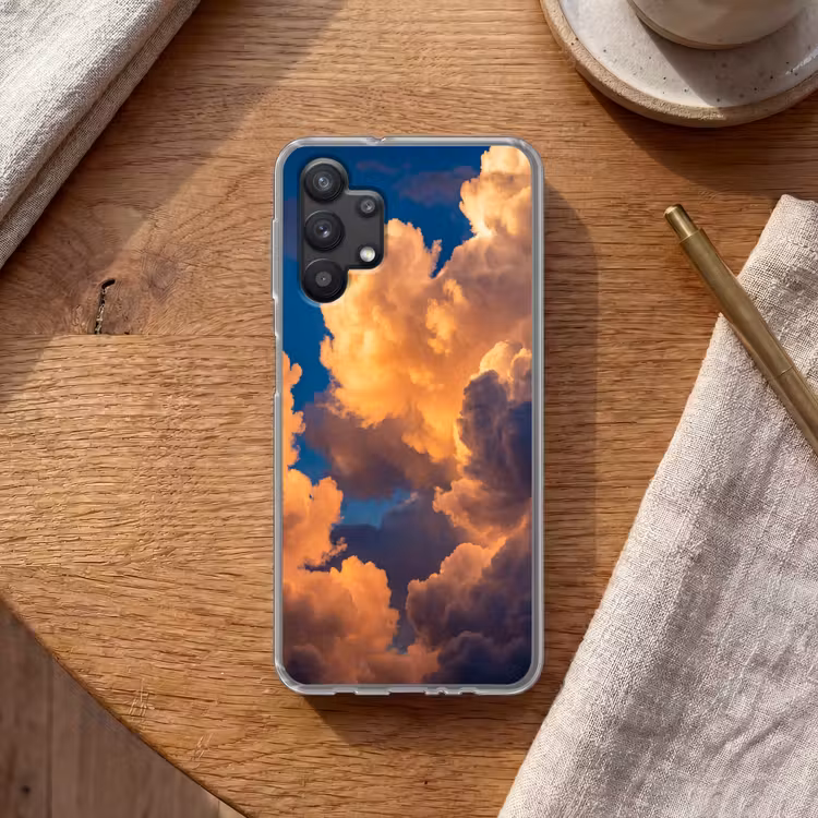 Wolken - Zonsondergang - Natuur - Oranje - Blauw Telefoonhoesje Samsung Galaxy A32 5G klein -sfeer1