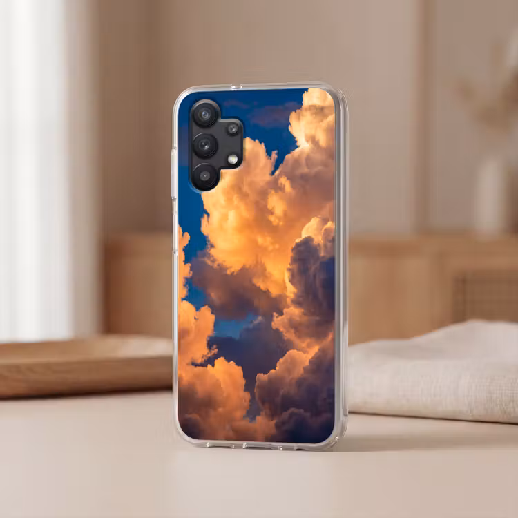 Wolken - Zonsondergang - Natuur - Oranje - Blauw Telefoonhoesje Samsung Galaxy A32 5G klein -sfeer2