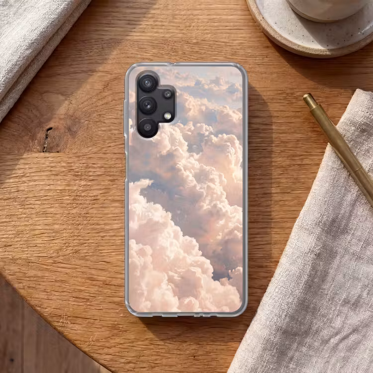 Wolken - Zonsondergang - Natuur - Pastel - Roze Telefoonhoesje Samsung Galaxy A32 5G klein -sfeer1