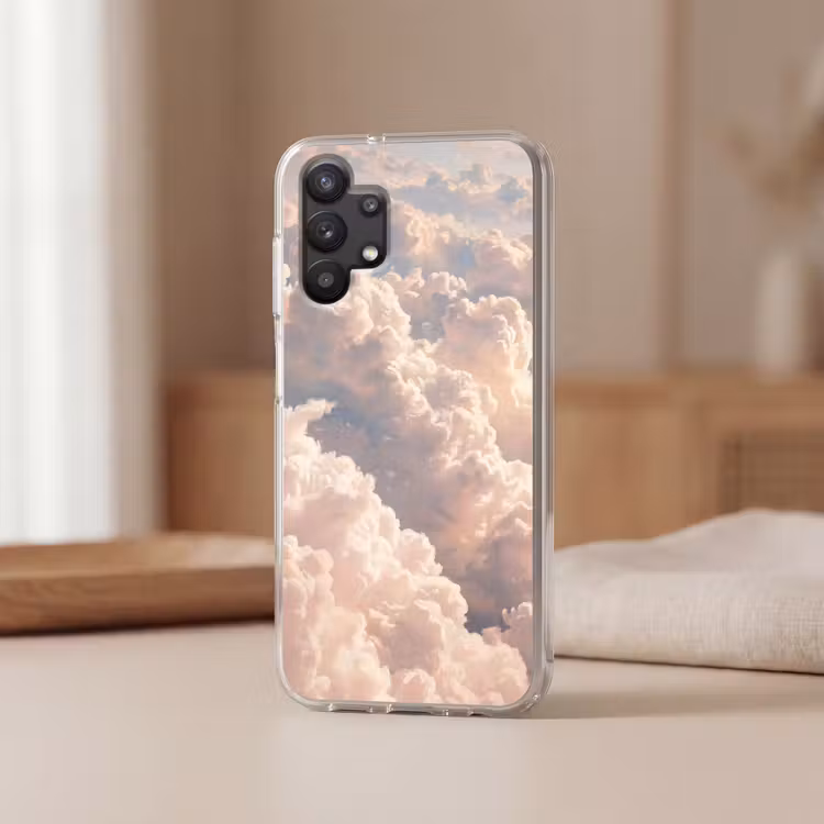 Wolken - Zonsondergang - Natuur - Pastel - Roze Telefoonhoesje Samsung Galaxy A32 5G klein -sfeer2