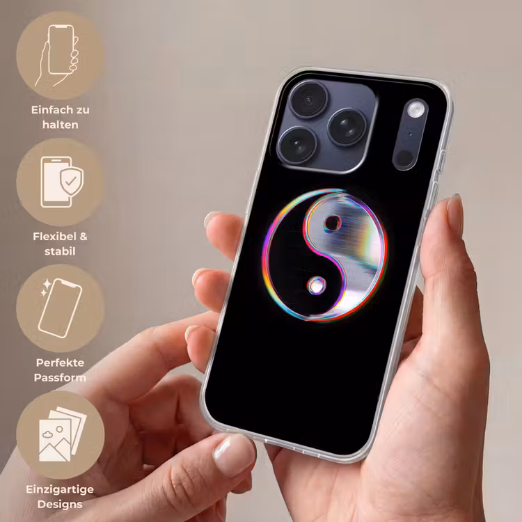 Yin-Yang - Cirkel - Regenboog Telefoonhoesje iPhone 17 Pro klein -sfeer3_DE