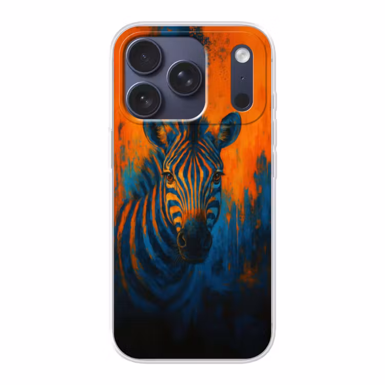 Zebra - Abstract - Blauw Telefoonhoesje iPhone 17 Pro klein -3d