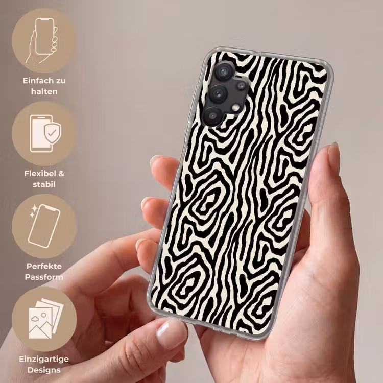 Zebra - Abstract - Zwart Telefoonhoesje Samsung Galaxy A32 5G klein 346 -sfeer3_DE