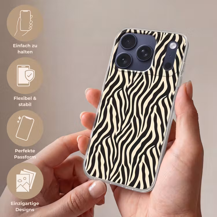 Zebra - Print - Klassiek - Zwart Telefoonhoesje iPhone 17 Pro klein 878 -sfeer3_DE