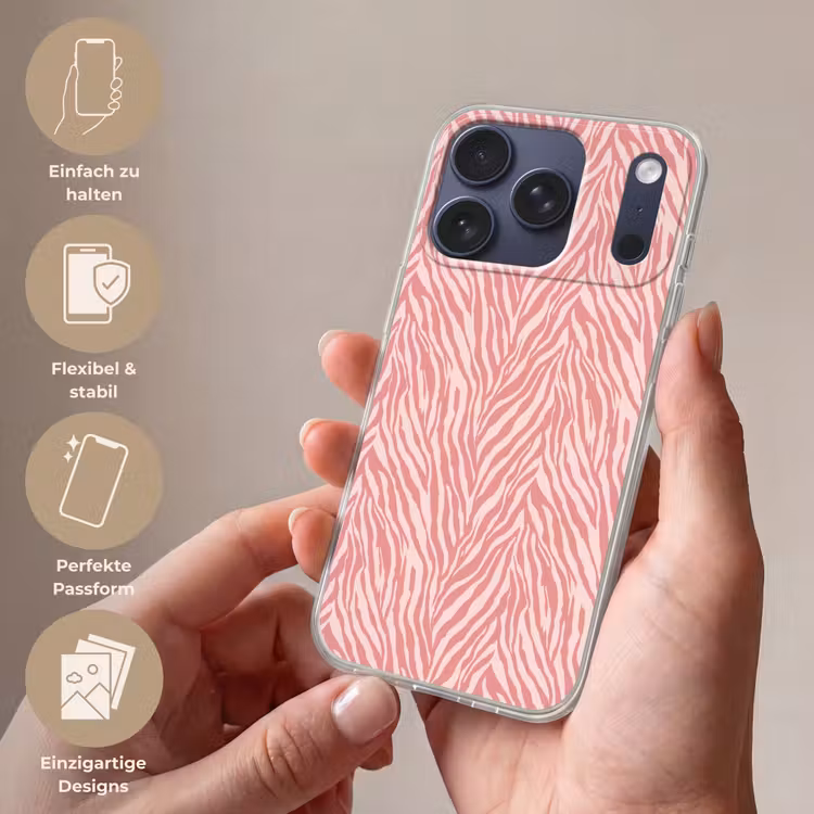 Zebra - Print - Roze Telefoonhoesje iPhone 17 Pro klein 878 -sfeer3_DE