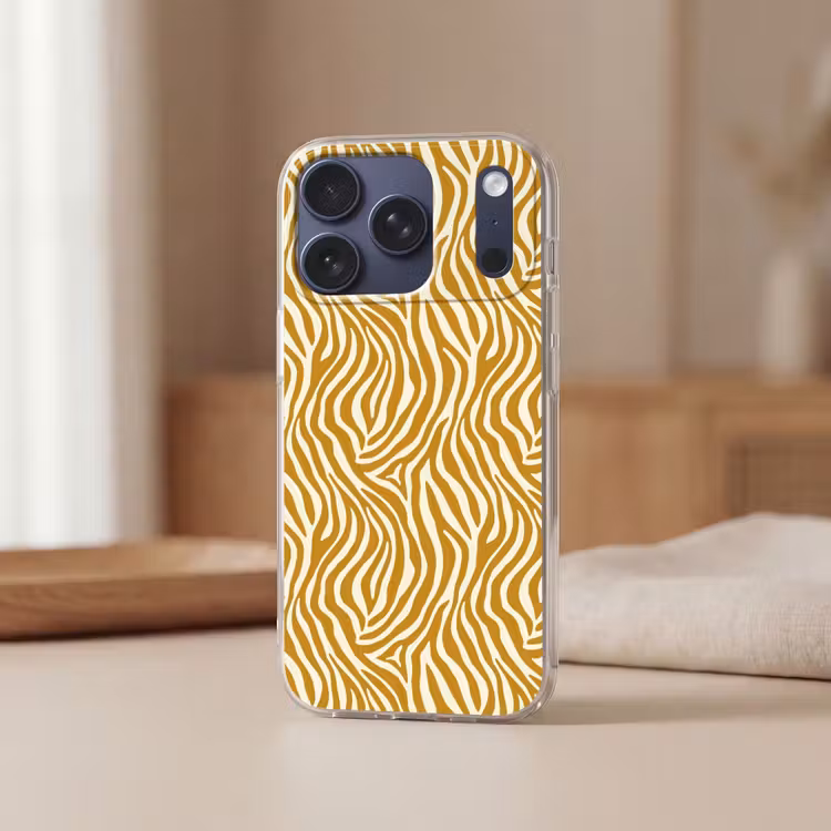 Zebra - Klassiek - Oker - Geel Telefoonhoesje iPhone 17 Pro klein 878 -sfeer2
