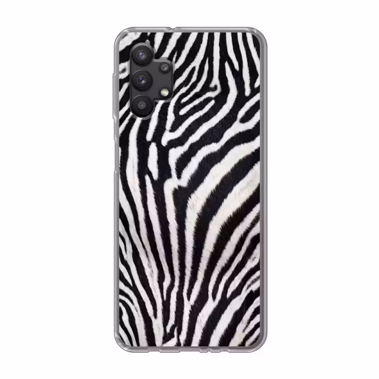 Zebra - Vacht - Klassiek - Zwart - Wit Telefoonhoesje Samsung Galaxy A32 5G klein -3d