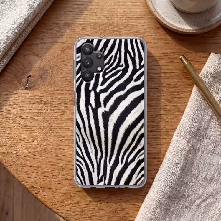 Zebra - Vacht - Klassiek - Zwart - Wit Telefoonhoesje Samsung Galaxy A32 5G klein -sfeer1