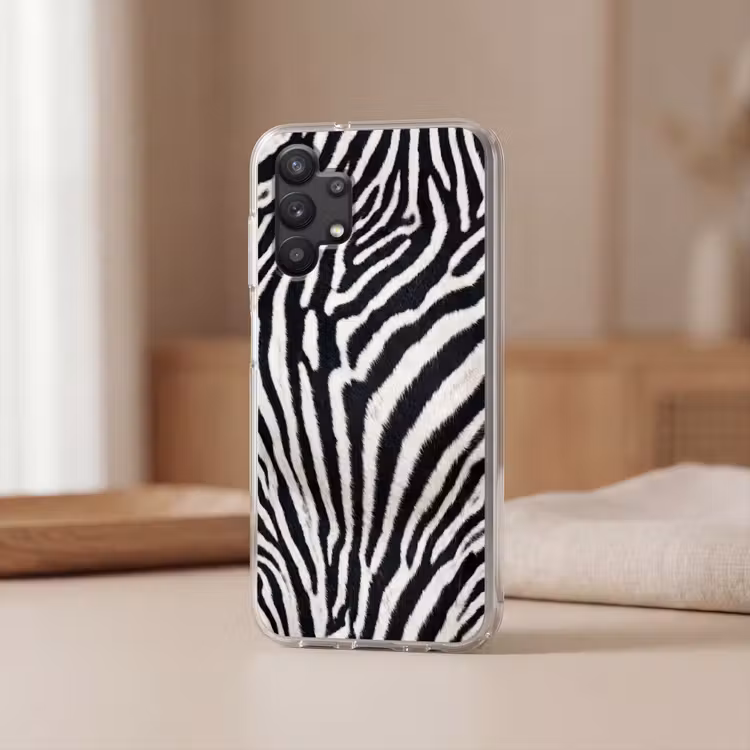 Zebra - Vacht - Klassiek - Zwart - Wit Telefoonhoesje Samsung Galaxy A32 5G klein -sfeer2