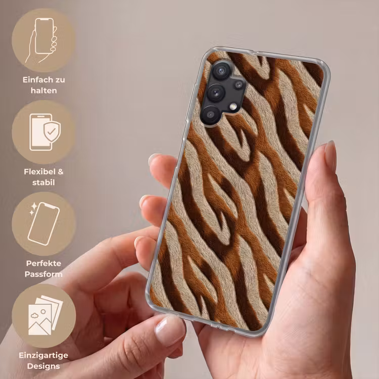 Zebra - Patroon - Bruin Telefoonhoesje Samsung Galaxy A32 5G klein 346 -sfeer3_DE