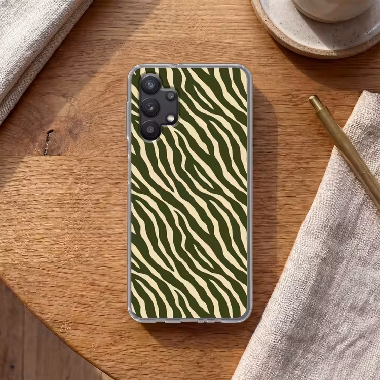 Zebra - Patroon - Groen Telefoonhoesje Samsung Galaxy A32 5G klein 346 -sfeer1
