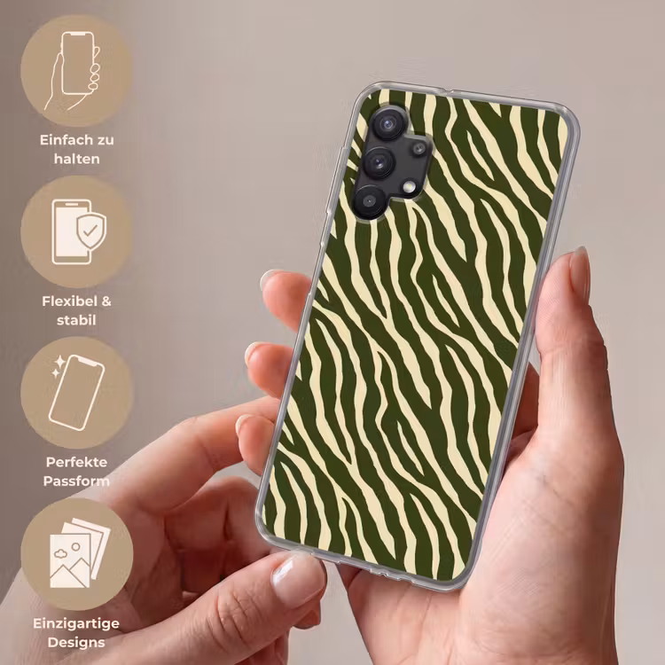 Zebra - Patroon - Groen Telefoonhoesje Samsung Galaxy A32 5G klein 346 -sfeer3_DE