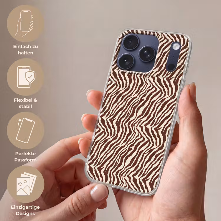 Zebra - Patroon - Zwart - Wit Telefoonhoesje iPhone 17 Pro klein 878 -sfeer3_DE