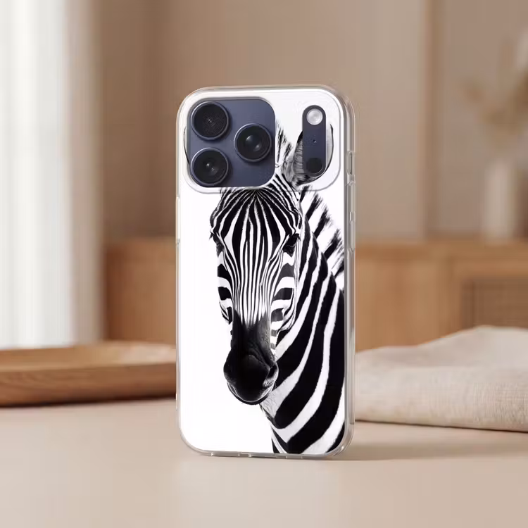 Zebra - Close-up - Zwart - Strepen Telefoonhoesje iPhone 17 Pro klein -sfeer2