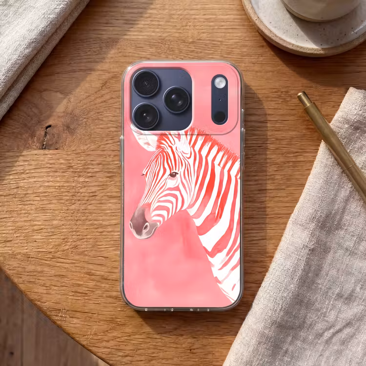 Zebra - Pink - Verf Telefoonhoesje iPhone 17 Pro klein -sfeer1