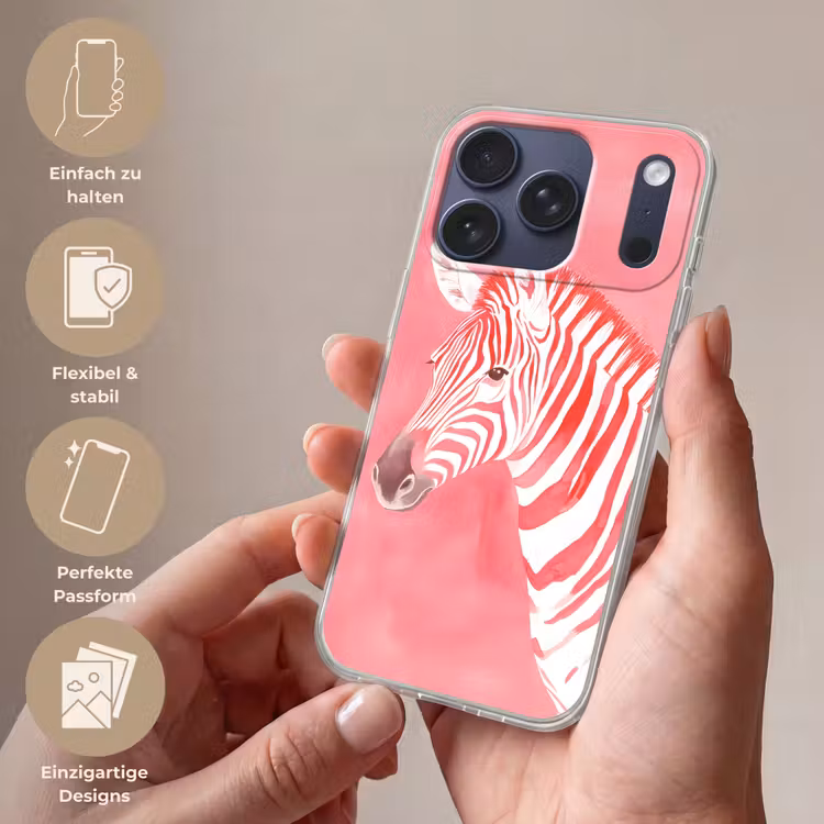 Zebra - Pink - Verf Telefoonhoesje iPhone 17 Pro klein -sfeer3_DE