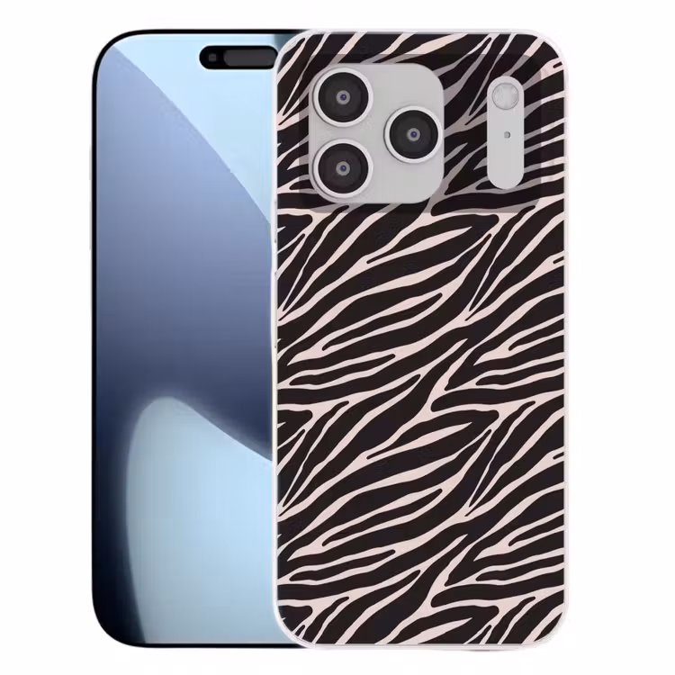 Zebra - Zwart - Roze Telefoonhoesje iPhone 17 Pro klein 878 -3d