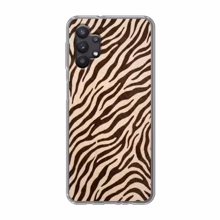 Zebra - Strepen - Bruin Telefoonhoesje Samsung Galaxy A32 5G klein -3d