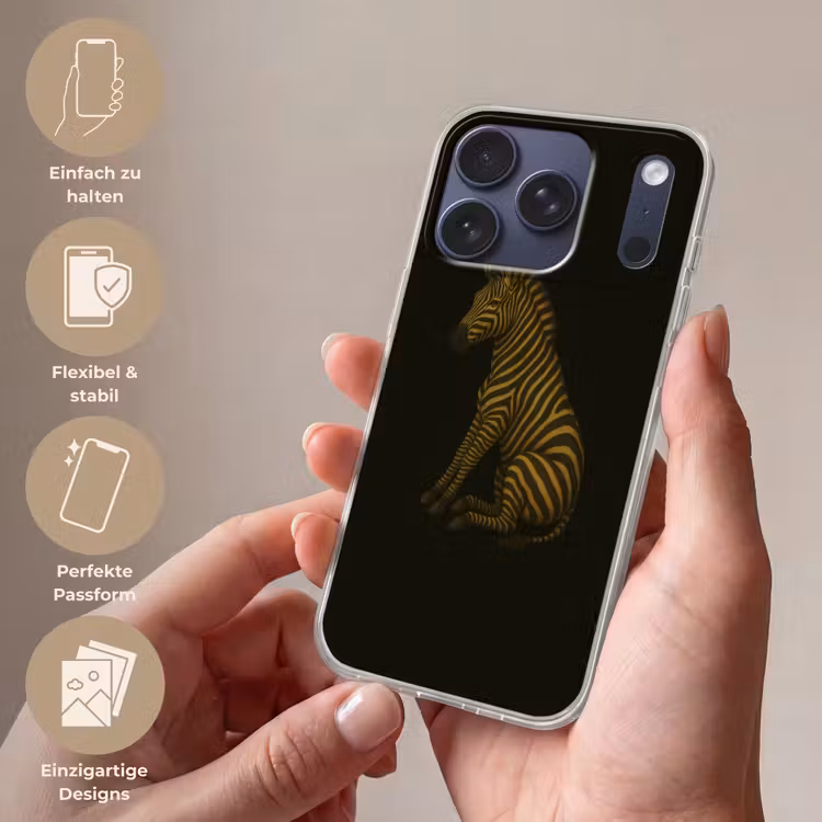 Zebra - Strepen - Goud Telefoonhoesje iPhone 17 Pro klein -sfeer3_DE