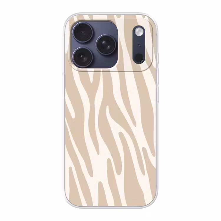 Zebraprint - Beige - Wit - Dierenprint Telefoonhoesje iPhone 17 Pro klein -3d