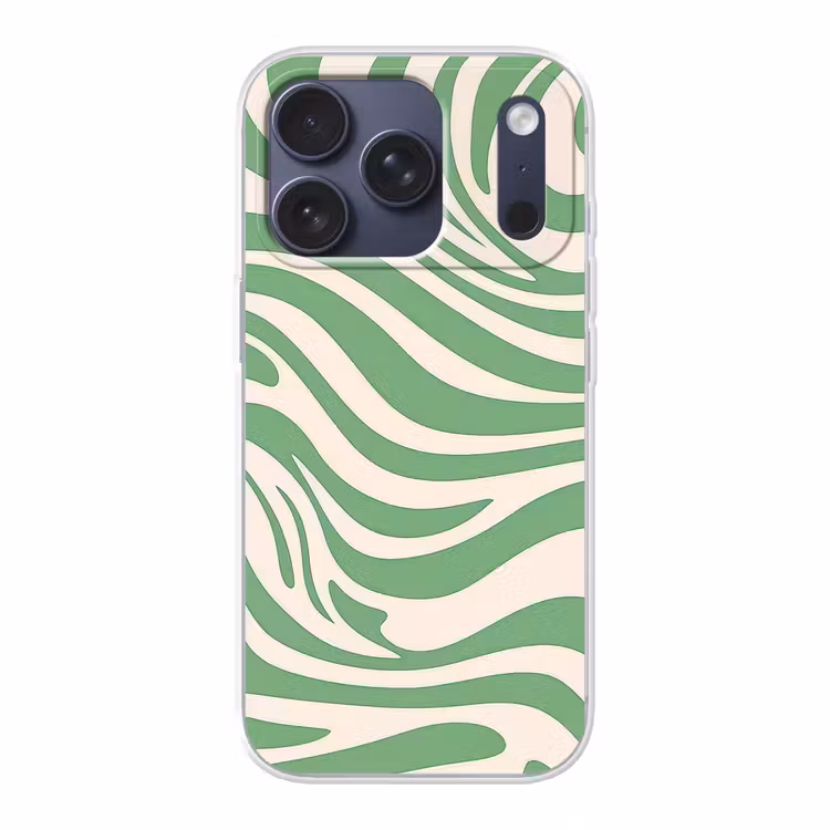 Zebrapatroon - Groen - Retro Telefoonhoesje iPhone 17 Pro klein -3d