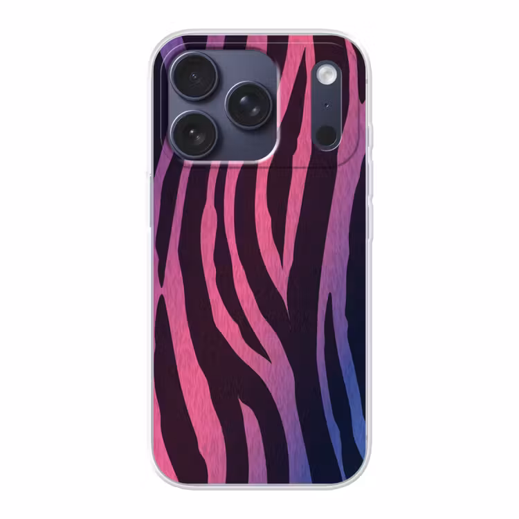 Zebraprint - Roze - Paars - Dierenprint Telefoonhoesje iPhone 17 Pro klein -3d