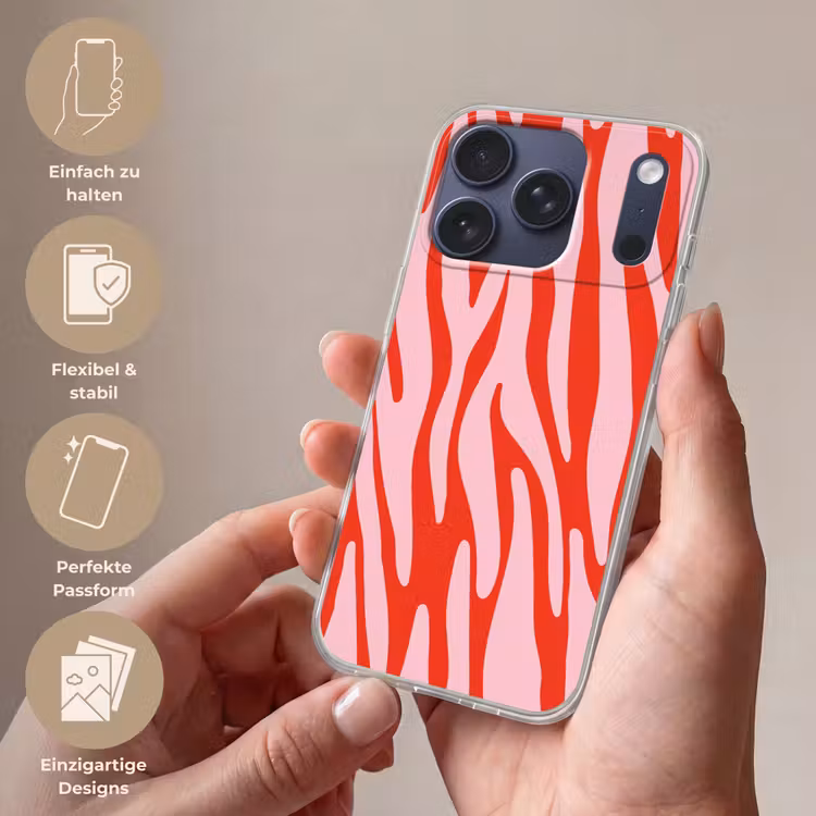 Zebraprint - Roze - Rood - Dierenprint Telefoonhoesje iPhone 17 Pro klein -sfeer3_DE