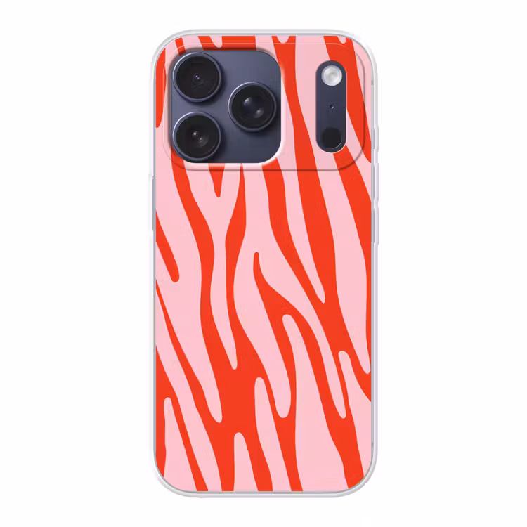 Zebraprint - Roze - Rood - Dierenprint Telefoonhoesje iPhone 17 Pro klein -3d