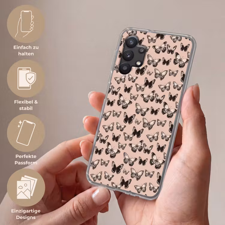 Tijdloos - Vlinders - Perzik Telefoonhoesje Samsung Galaxy A32 5G klein 346 -sfeer3_DE