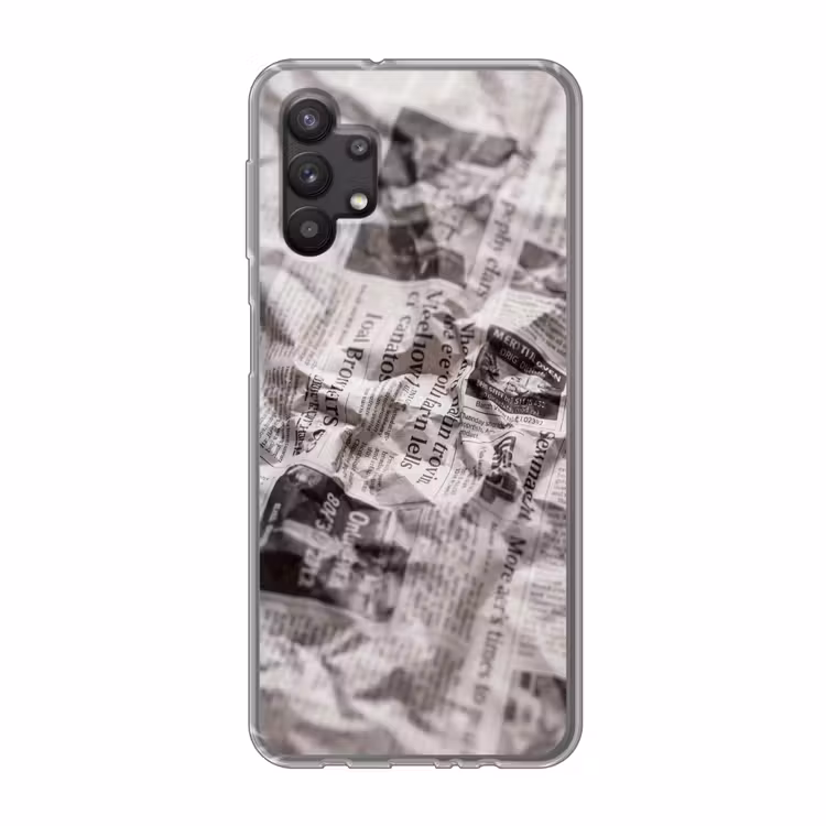 Krant - Gekreukeld - Textuur - Vintage - Zwart-wit Telefoonhoesje Samsung Galaxy A32 5G klein -3d