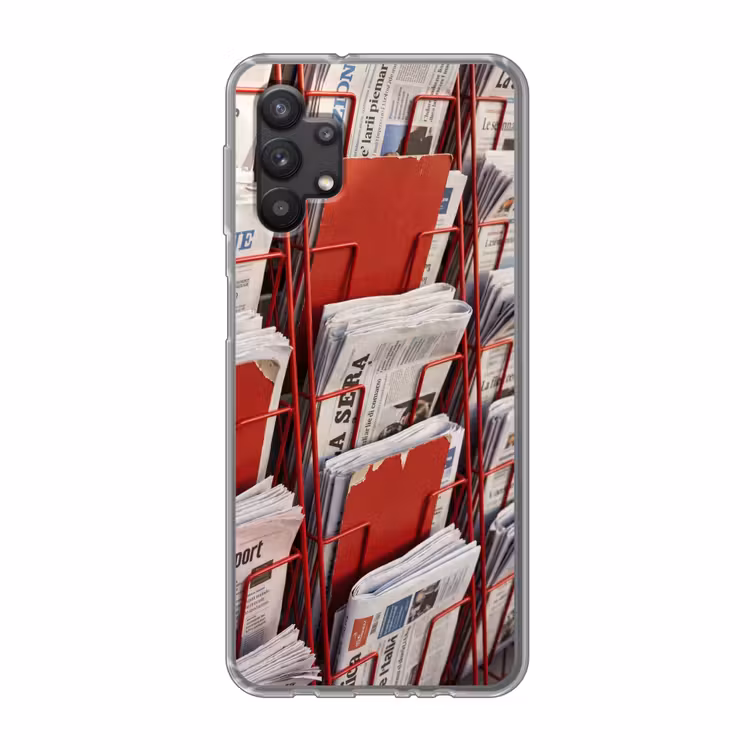 Kranten - Rek - Stedelijk - Dagelijks leven - Rood Telefoonhoesje Samsung Galaxy A32 5G klein -3d