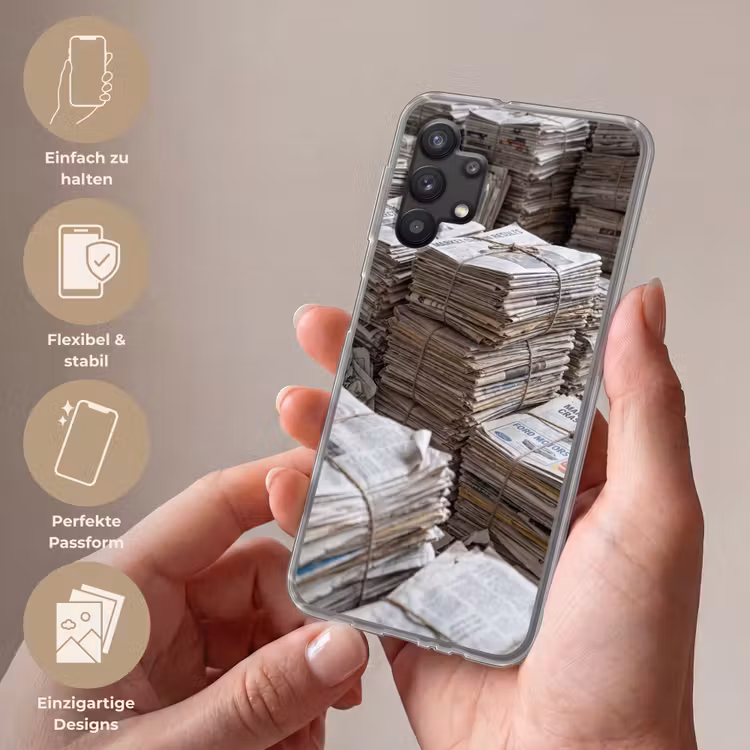 Kranten - Stapels - Touw - Informatie - Vintage Telefoonhoesje Samsung Galaxy A32 5G klein -sfeer3_DE