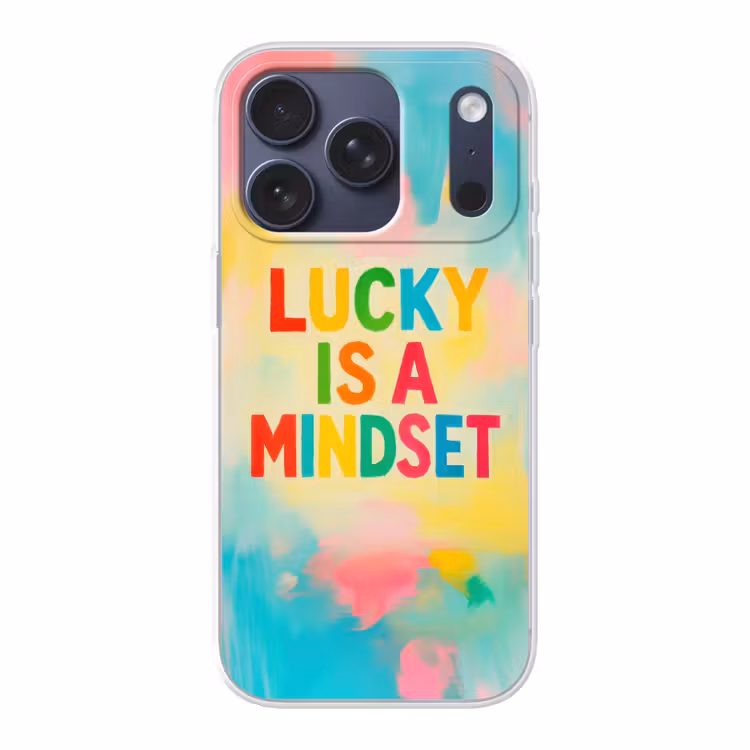 Quote - Lucky - Regenboogkleuren Telefoonhoesje iPhone 17 Pro klein -3d