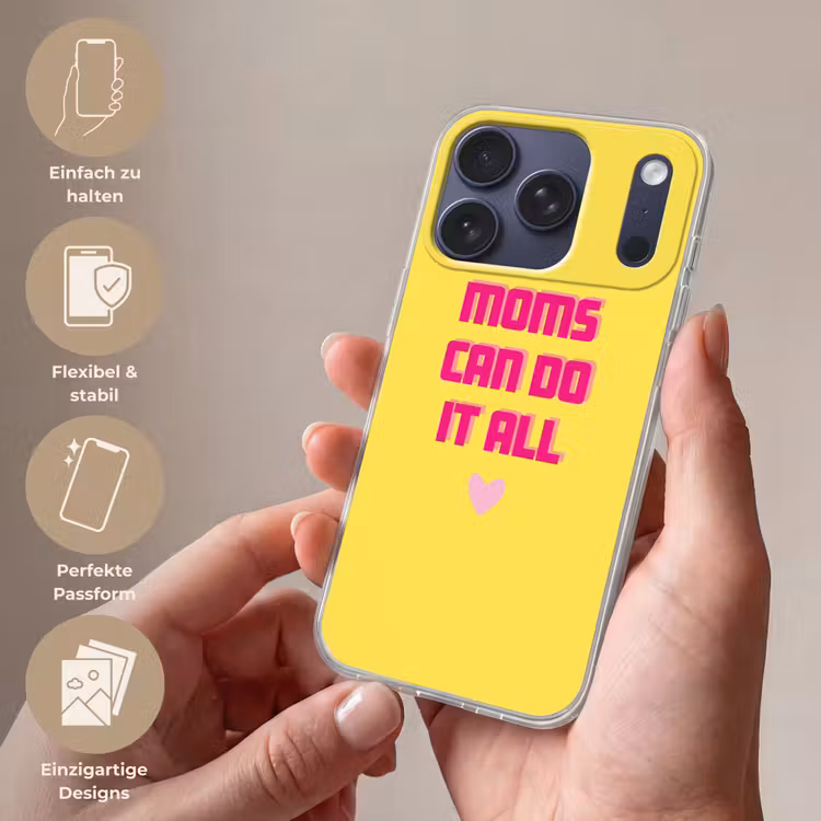 Quote - Moeder - Hartje - Roze Telefoonhoesje iPhone 17 Pro klein -sfeer3_DE