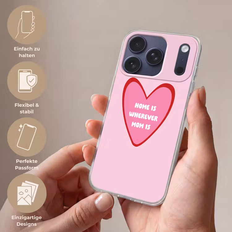 Quote - Moeder - Roze Telefoonhoesje iPhone 17 Pro klein -sfeer3_DE
