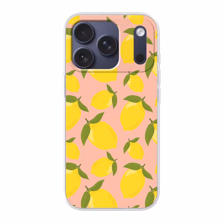 Citroenen - Geel - Roze - Patroon - Vruchten Telefoonhoesje iPhone 17 Pro klein -3d