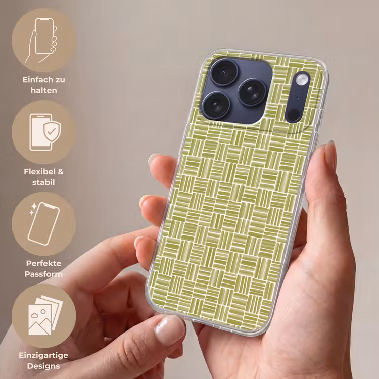 Vlecht - Patroon - Groen Telefoonhoesje iPhone 17 Pro klein 878 -sfeer3_DE