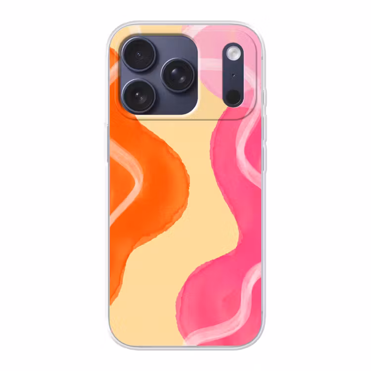 Abstract - Aquarel - Organisch - Oranje - Roze Telefoonhoesje iPhone 17 Pro klein -3d