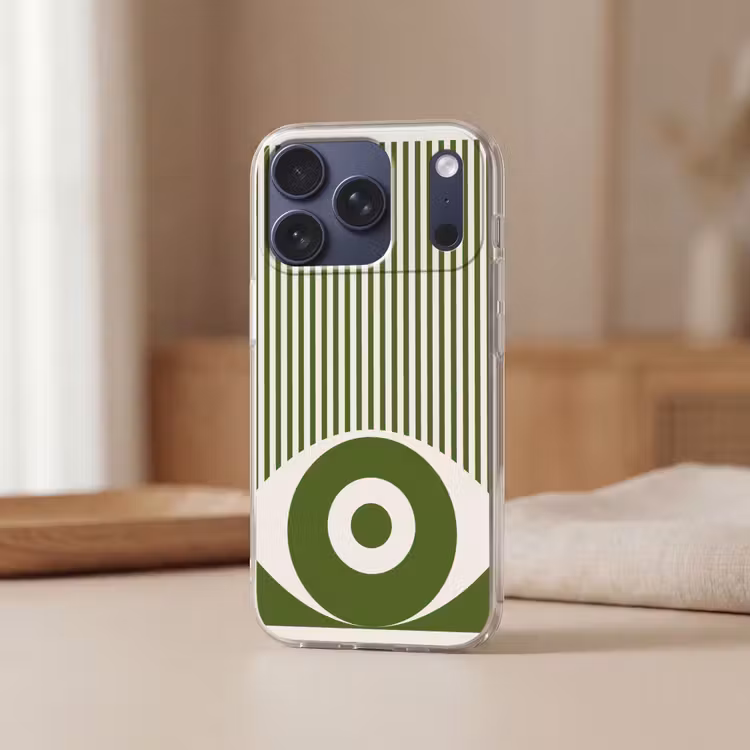 Abstract - Oog - Strepen - Modern - Groen Telefoonhoesje iPhone 17 Pro klein -sfeer2