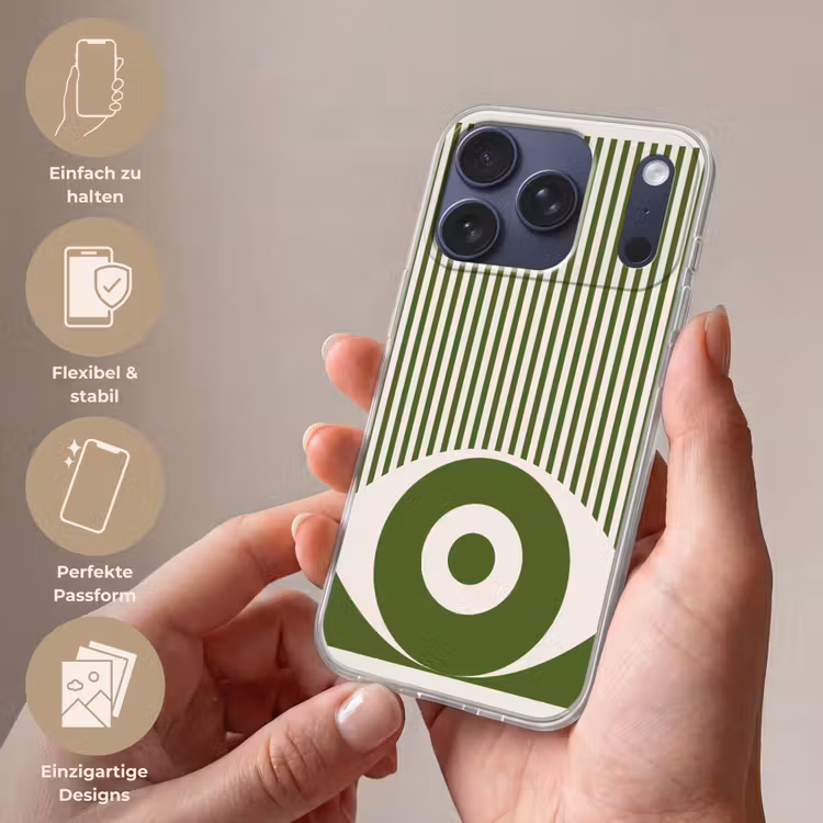 Abstract - Oog - Strepen - Modern - Groen Telefoonhoesje iPhone 17 Pro klein -sfeer3_DE