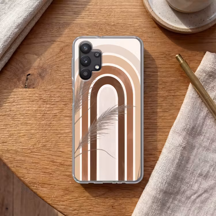 Abstract - Bogen - Plant - Boho - Beige Telefoonhoesje Samsung Galaxy A32 5G klein -sfeer1