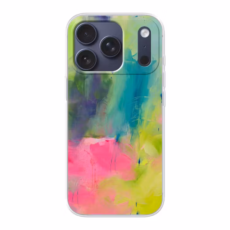 Abstract - Kleuren - Modern - Groen - Roze Telefoonhoesje iPhone 17 Pro klein -3d