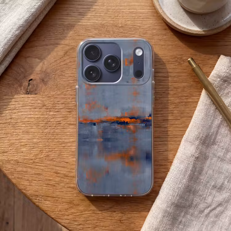 Abstract - Kleuren - Modern - Oranje - Grijs Telefoonhoesje iPhone 17 Pro klein -sfeer1