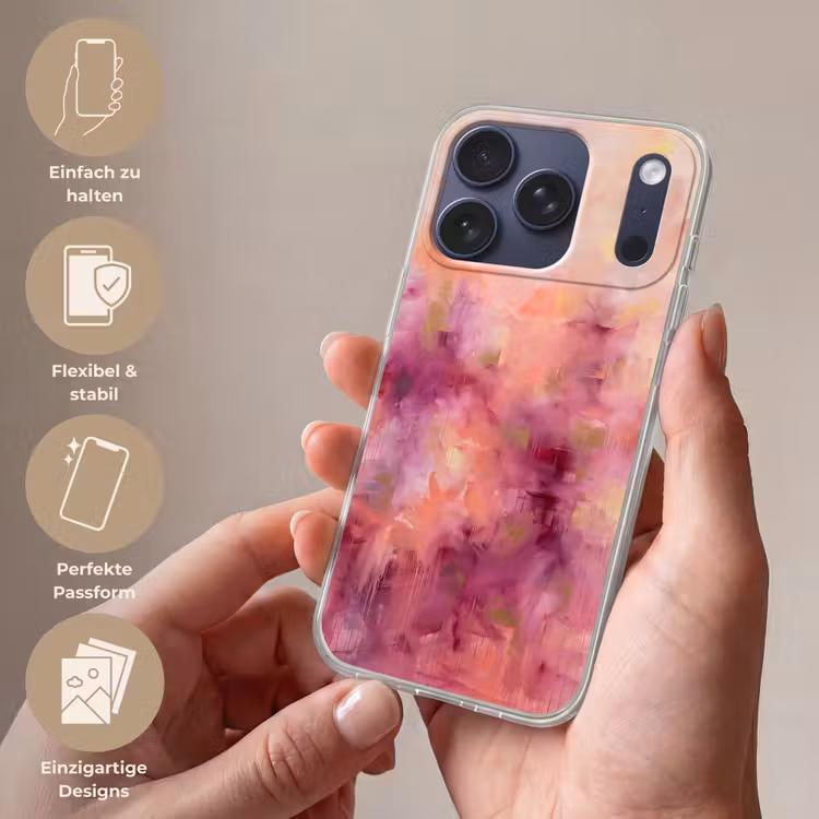 Abstract - Kleuren - Modern - Roze - Paars Telefoonhoesje iPhone 17 Pro klein -sfeer3_DE