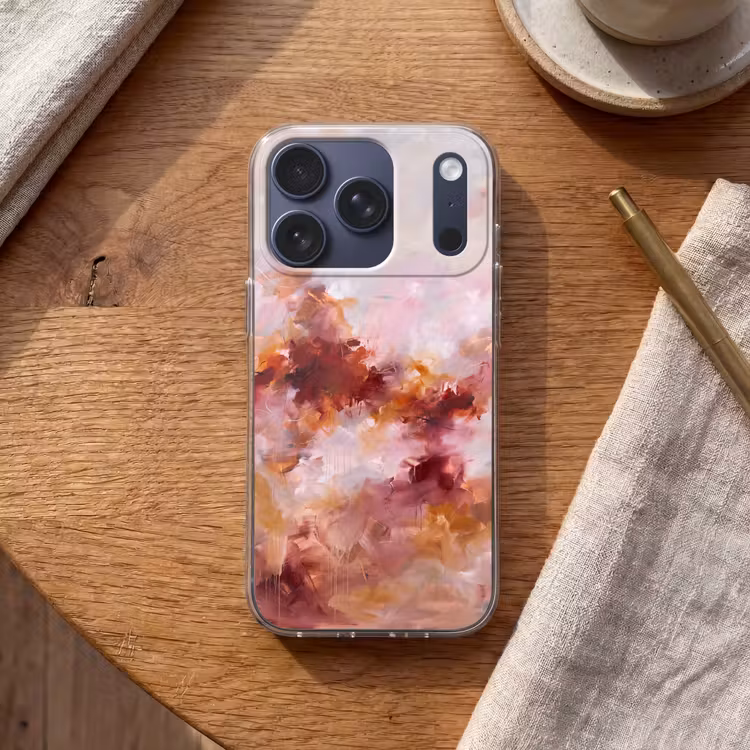 Abstract - Kleurrijk - Kunst - Modern - Roze-Rood Telefoonhoesje iPhone 17 Pro klein -sfeer1