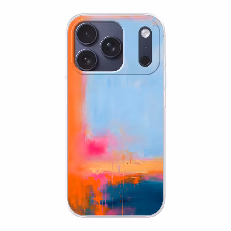 Abstract - Kleurvlakken - Modern - Oranje - Blauw Telefoonhoesje iPhone 17 Pro klein -3d