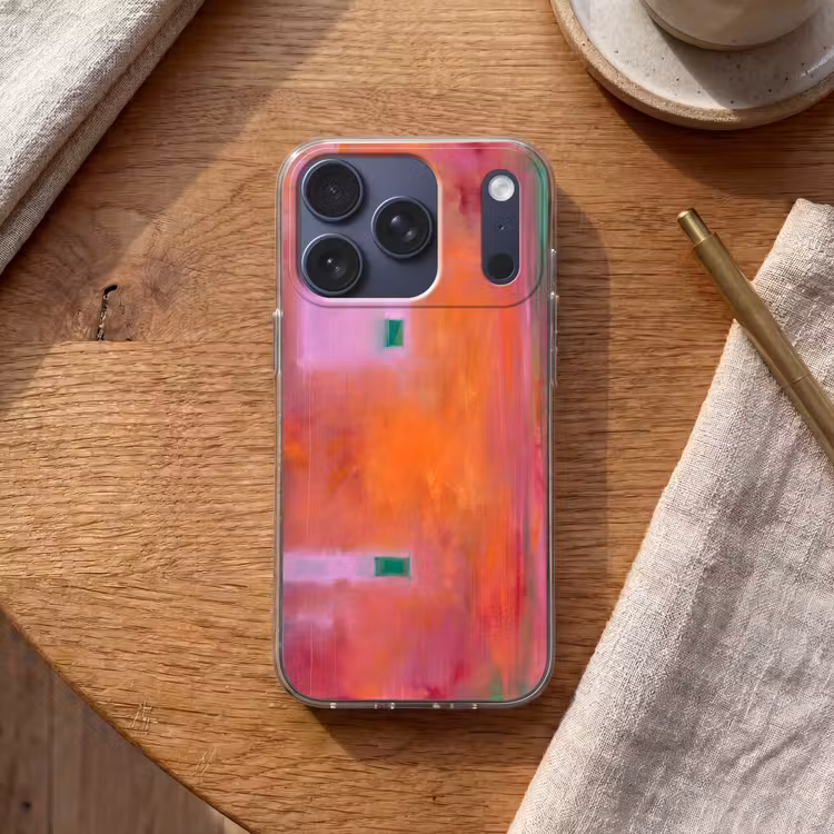 Abstract - Vlakken - Kunst - Modern - Oranje Telefoonhoesje iPhone 17 Pro klein -sfeer1