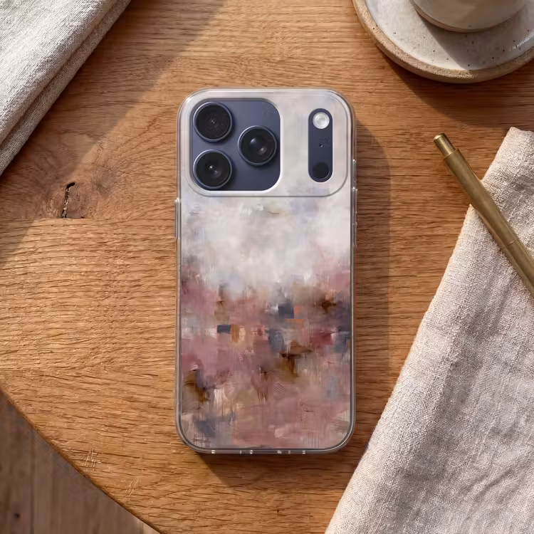 Abstract - Vloeiend - Kunst - Modern - Beige Telefoonhoesje iPhone 17 Pro klein -sfeer1